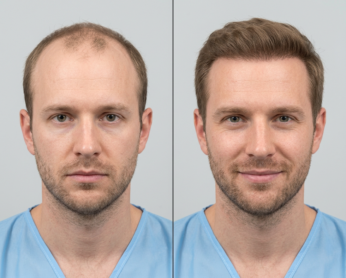 Before and after hair transplant result 1