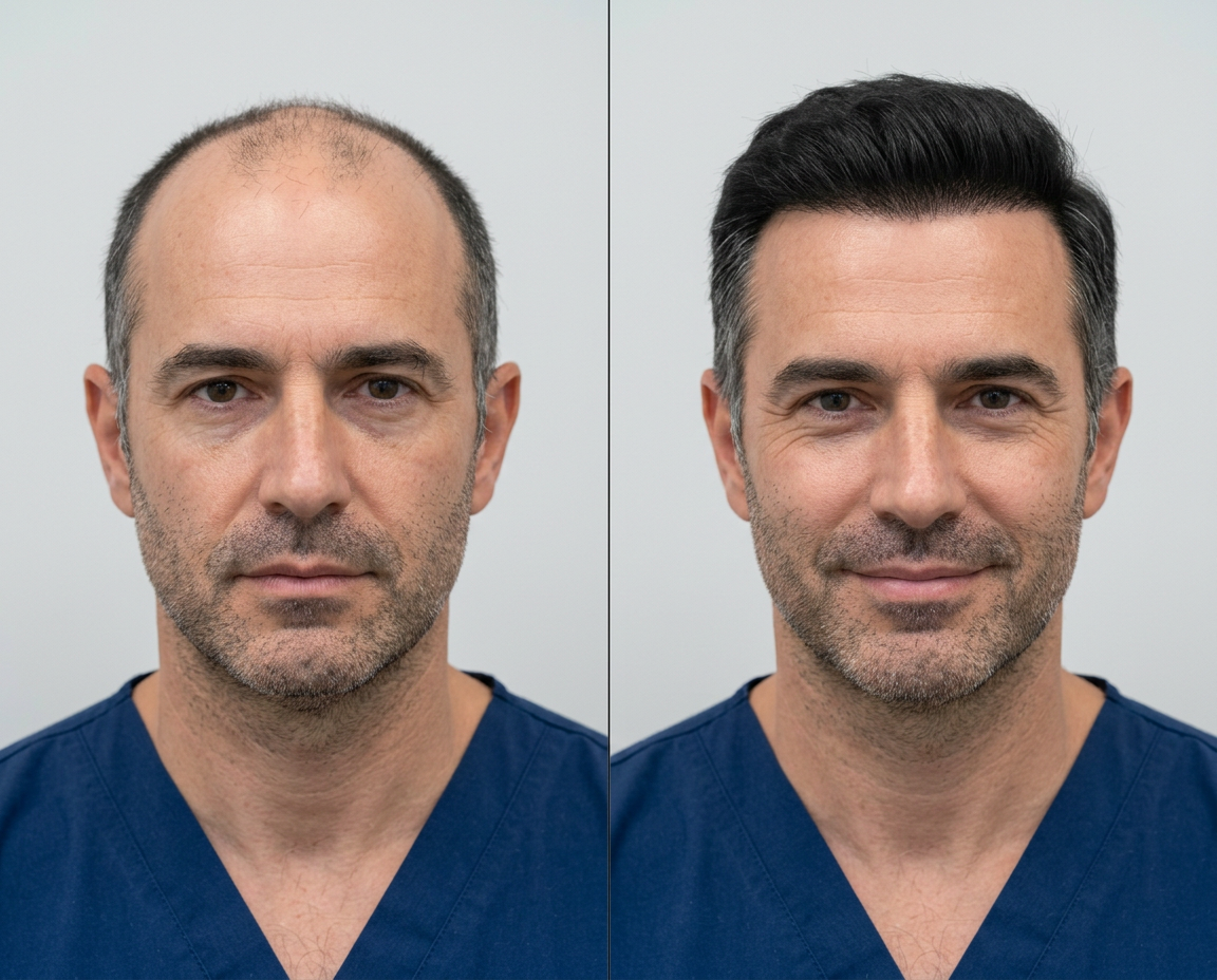 Before and after hair transplant result 2